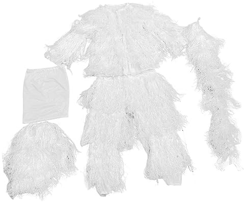 SheerFaring Traje Ghillie para Hombre, Pantalón, Sombrero, Disfraz de Bosque con Bolsa de Almacenamiento, Conjunto Uniforme para Observación de Aves, Jardinería,