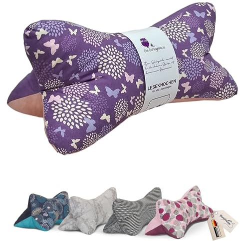 Leseknochen Blumen Nackenkissen Handmade in D, waschbar (Purple Spring)