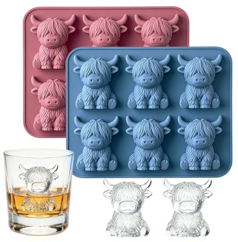 2 stycken 3D Highland Cow isbitsform silikon