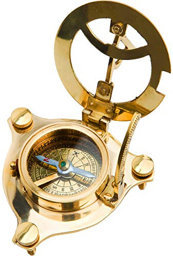 Monsterzeug Taschenkompass mit Sonnenuhr, Taschenuhr mit Kompass, Geschenk für Reisende und Abenteurer