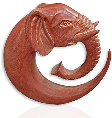 viva-adorno 1 Stück Dehnungsspirale Holz Elefant handgeschnitzt Expander Taper Sichel Spirale Ohr Piercing 6-14mm WX7_D