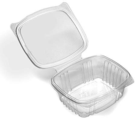 Thali Outlet - 50 x 1000cc Clear Plastic Salad Containers with Hinged Lids Stackable Leakproof Rectangle Boxes