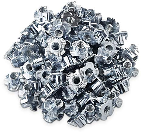 100 x Dadi a Griffe M6 x 10 x 18 mm con 4 Griffe per il Fissaggio di Parti di Mobili Dado con Griffe Manicotti da