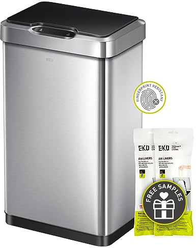 EKO Pattumiera Cucina Automatica 50 Litri Mirage-T | Contenitore con Sensore Touchless | Acciaio Inox Spazzatura Antimpronta