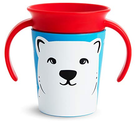 Munchkin Miracle 360° WildLove Trainer Cup| 6 oz/177 ml |Spill-Proof| BPA-Free Toddler Cup with 360° Drinking Edge - Eco-Friendly Packaging | Polar Bear