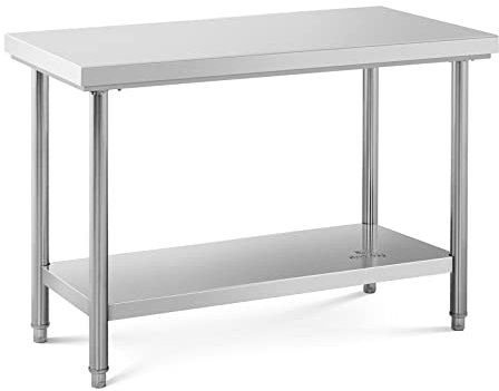 Royal Catering Tavolo Inox Tavolo di Lavoro in Acciaio RCWT-120X60S (120 x 60 cm, Capacità di 137 kg)