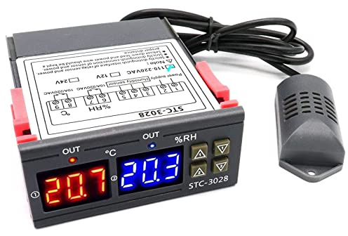 RUIZHI STC-3028 digital temperaturfuktighetsregulator 110-220 V termostat luftfuktare med fuktsensor sensor för varmvattenberedare kylskåp