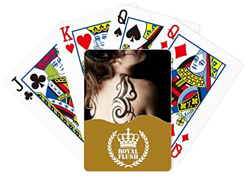 Tattoo Brunette Beauty Body Painting Girl Royal Flush Poker Spielkartenspiel