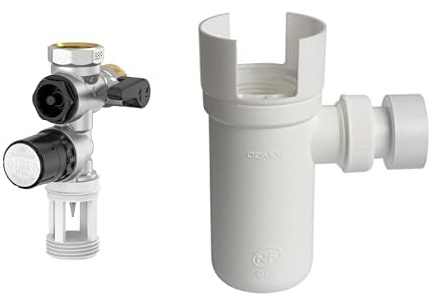 COMAP R110007001 Groupe de sécurité 889 siège INOX Droit pour Chauffe Eau, cumulus-20x27 ou 3/4, Gris & S600100 Groupe DE SECURITE, sans