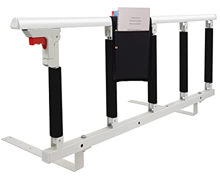 Swociro Barandilla de Cama para Personas Mayores, Plegable de Protección contra Caídas de la Cama Mango de Apoyo con el Bolsillo de Almacenamiento de Red y Espuma Negro (108 x 40 cm)