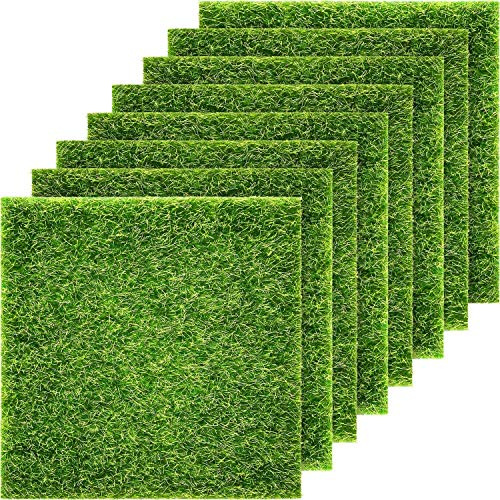 Kunststoffrasen,Kunstrasen, naturgetreuer feenhafter Kunstrasen, für Miniatur-Ornament, Garten, Puppenhaus, Gras zum Basteln, 15 x 15 cm (8er Packung)