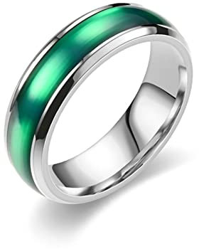 Epinki Edelstahl Ringe Verlobungsringe, 6MM mit Emaille Trauringe, Grün Hochzeitsring Verlobungsring für Damen Herren, Größe 67 (21.3)