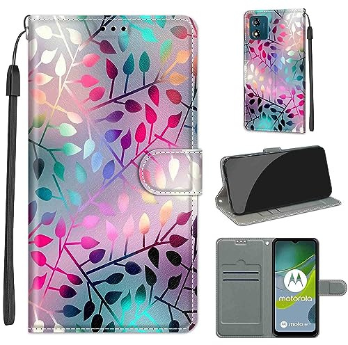 SIENIANLINE Funda para Motorola Moto E13 PU Cartera Flip Colorido | Funda flip de piel PU, Ranuras con Tarjetas, Cierre Magnético, Función Atril，Estuche Flip para Moto E13