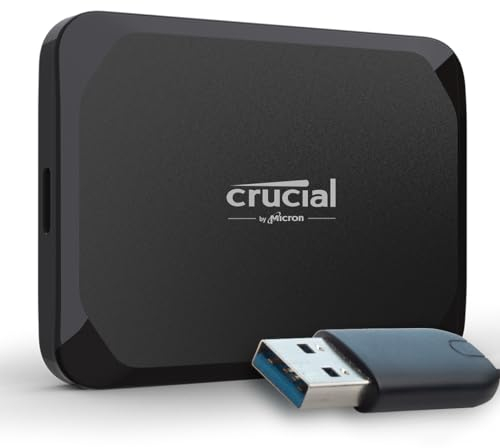 Crucial X9 SSD 1TB Esterno SSD Portatile con Adattatore USB-A, fino a 1050 MB/s, compatible con PC, Mac, PlayStation e Xbox, Unità a Stato Solido Esterno, USB-C 3.2 - CT1000X9SSD902