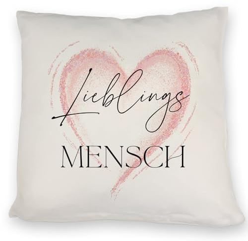 speecheese Lieblingsmensch Kissen in rosa Valentinstag für Ehefrau Kissen mit Herz Ehe DekoKissen Motiv romantische Liebesbotschaft bedrucktes Frau KuschelKissen Spruch Beziehung