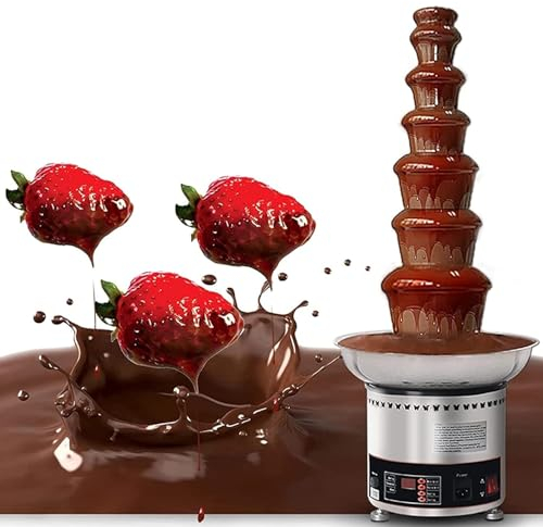 NYANS Fuente de Chocolate Comercial de 7 Niveles, Crisol de Chocolate Profesional, para Fiesta de Bodas de Cumpleaños, Cascada de Fondue de Chocolate de 350W