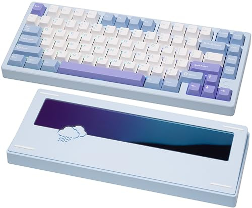KEEBMONKEY WOBKEY Rainy 75 CNC Aluminio HMX/JWK/Cocoa Switches Teclado mecánico de conectividad de Triple Modo con acústica Superior(Estándar Azul