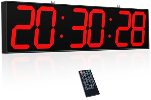 CHKOSDA Orologio da parete digitale bifacciale da 70,1 cm, grande orologio a LED multifunzionale con timer, visualizzazione della temperatura e della data, orologio digitale da appendere per corridoi