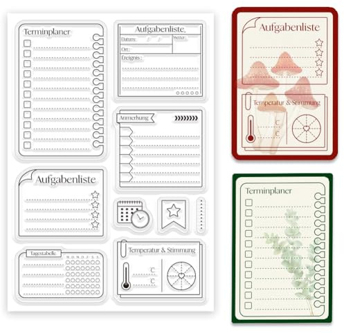 ORIGACH 2026 Deutscher Plan und Zeitpläne Klare Stempel für DIY | Zeitplaner Silikonstempel für DIY Scrapbooking Journaling Fotoalbum Basteln