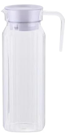 Folpus Karaffe Wasserkrug mit Deckel, Kühlschrankkrug, transparent Limonadensaftkrug für Eistee Milchgetränke, 1.1 Liter