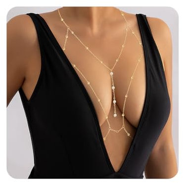 Fashion Einfache Sexy Bauch Körper Kette Halskette Bikini Kabelbaum Körper Frauen und Mädchen (Gold)