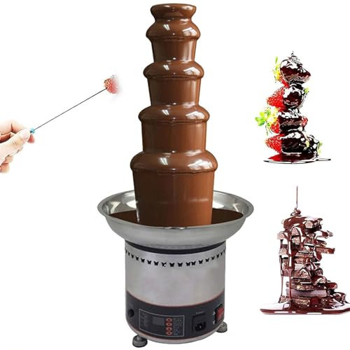 HmLotd Máquina de Cascada de Chocolate Torre de fusión de Chocolate de 4 Niveles Termostato de precisión de Varias velocidades Barra en Espiral de Acero Inoxidable Desmontable y fácil de Limpiar para
