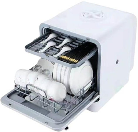 MhWrughts Tabletop Dishwasher with Integrated 5 Liter Water Tank | Automatic Dishwasher with 5 Place Settings, 2 Levels, Drying Function