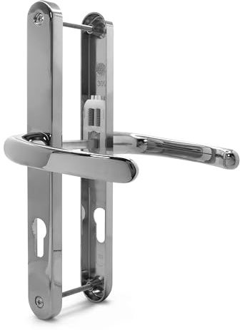 TSS Lever Style UPVC Door Handle Set - 70mm PZ Centers - 240mm Screw to Screw - 270mm x 32mm Backplate - Polished Chrome