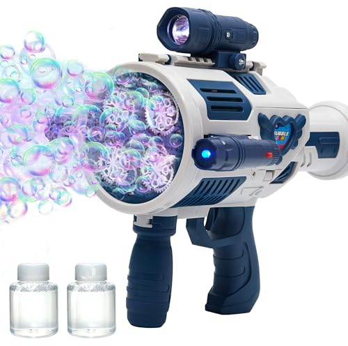 Nicojoy Bubble Gun with Upgraded 4 Fan Drives,32 Holes Bubble Machine Gun for Kids Toddlers Adults, Automatic Bubble Blower for Summer Outdoor Party Birthday Wedding Toys
