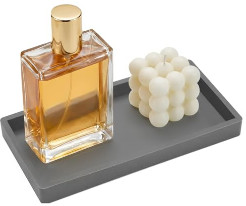Vassoio Da Bagno In Silicone, Vassoio Per Cosmetici, Piccolo Vassoio Decorativo Per Mobili Da Banco Da 10x20 Cm, Organizer Per Lavello Da Cucina Per Strofinare Profumi, Gioielli, Candele(Grigio)