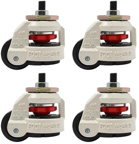 4er Set Schwerlastrollen mit Bremse,Rollen Schwerlast 100mm,Rollen Schwerlast Tragkraft 500kg Lenkrollen Höhenverstellbar,Für Möbel und Werkbank Cart