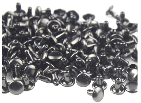 100 juegos/paquete de remaches de doble tapa de 6 x 6 mm for manualidades de cuero, bolsos, cinturones, ropa, zapatos, collares de mascotas, accesorios de decoración.(Gunmetal)