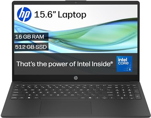HP 15.6 Laptop | Intel Core™ 5 120U Processor | 16 GB RAM | 512 GB SSD | Intel Graphics | FHD Anti-Glare Display | Windows 11 Home | Fast Charge | Jet Black | 15-fd0005sa