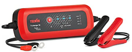 Telwin 807567 T-Charge 12 Caricabatterie e Mantenitore Elettronico 6/12V, Rosso