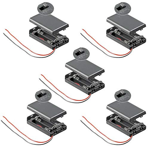PerfectHD Batterihållare – AAA batterifack – 3 x AAA Mignon – med på/av-brytare – 5 stycken i ett set – svart