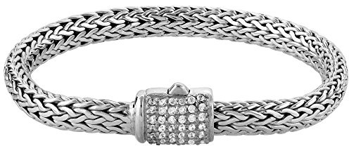 Kuzzoi Buddha Silber-Armband Damen 925 Silber 7 mm | 925er Sterling Silber mit 42 Cubic Zirkonia exklusives Damen-Armband mit Kuzzoi-Gravur breit
