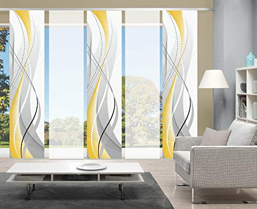 wohnfuehlidee 5er-Set Schiebegardine WuXi, Blickdicht, Höhe 245 cm, gelb