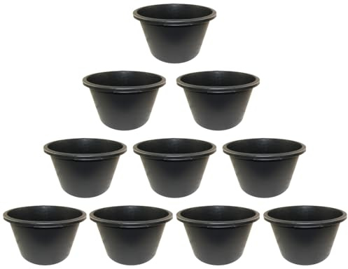DEWEPRO® Lot de 10 Bacs à Mortier 40L - Seaux Ronds Noirs Robustes pour Mortier - pour Applications de Construction et de Jardin - Bacs à Mortier Durables pour Professionnels et Bricoleurs