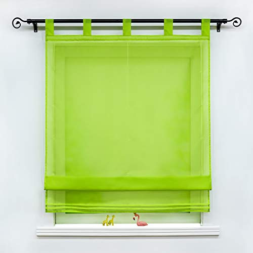 Joyswahl Voile Raffrollo Raffgardinen mit Schlaufen »Sophia« Transparent Gardine mit Zierfalten Muster Raffrollos BxH 120x155cm Grün 1 Stück