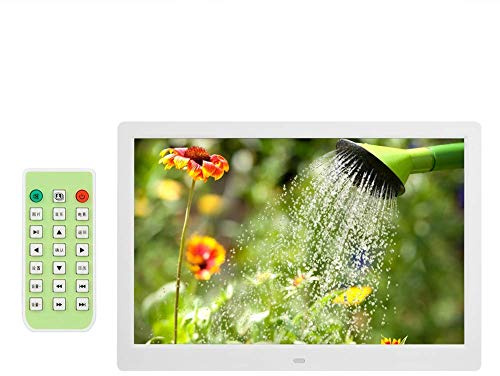 Digitaler Fotorahmen, 14-Zoll-elektronischer Bilderrahmen 1280 * 800 (16: 9) HD-Breitbild, HD-Videorahmen mit WiFi-Fernbedienung, unterstützende Uhr/Kalender/JPG/JPEG/AV/MPG / MP4(weiß)