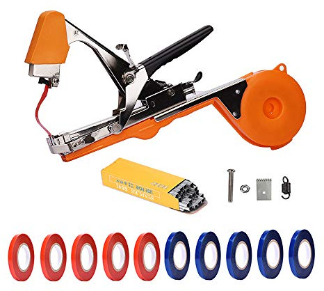 Yolando Bindezange für Pflanzen, Pflanzenbindemaschine Bandzange Tapetool Handbindemaschine für Weinberg Tomaten Gurken Obst Gemüse, Landwirtschaft Garten Bindemaschine, Plant Tying Tool - Orange
