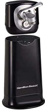 Hamilton Beach 2-in-1 Electric Automatic Can Opener for Kitchen with Hands-Free Removable Walking Head, Cordless & Rechargeable, Easy-Clean Detachable Blade and Cutting Lever, Black (76611F)