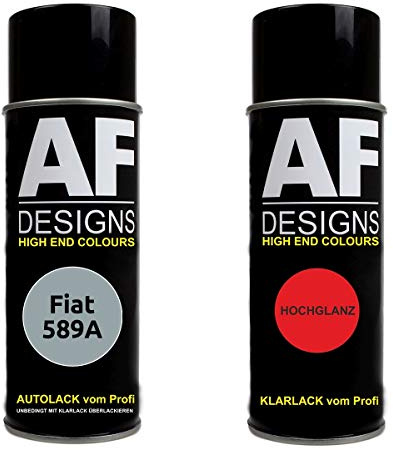 Alex Flittner Designs Spraydose für Fiat 589A Grigio Argento Vivo Metallic Basislack Klarlack Sprühdose 400ml
