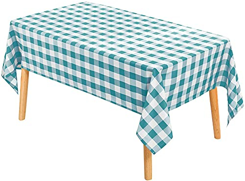 Cozomiz Gingham Rechteckig Tischdecke Gartentischdecke Rundtischdecke wasserdichte Tischtuch Spritzwassergeschützt rutschfeste Abwischbar Schmutzabweisend Tischdecke 140x220cm Grün