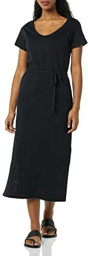 Amazon Essentials Mujer Vestido Midi Estilo Camiseta con cinturón y de Manga Corta