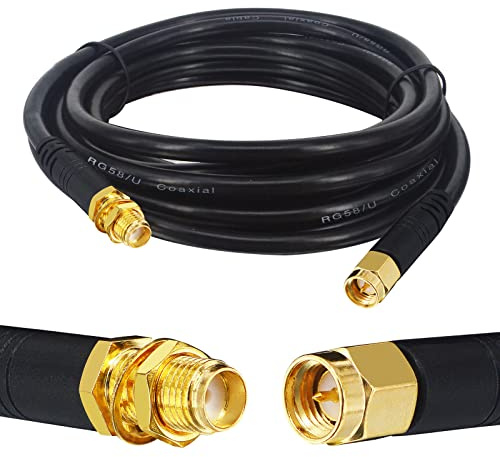 Boobrie Cavo di prolunga SMA da 3 m, modellato RG58/U SMA maschio a SMA femmina, cavo coassiale WiFi antenna SMA 50ohm SMA maschio a femmina connettore per antenna WiFi a bassa perdita 3G 4G LTE