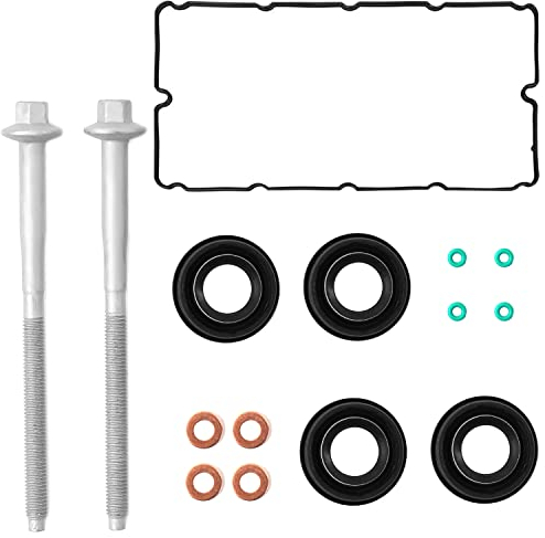 MaxAwe 15-teiliges Kraftstoffeinspritzdüsen-Dichtungs-Set, Einspritzdüsen-Dichtungsscheibe, O-Ring-Einspritzdüsenschrauben und -schrauben Wippdeckeldichtungsset für Transit MK7 2.2 2.4 3.2 TDCI