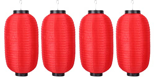 8Zoll Japanische Laterne IP65 Wasserdicht Garten Japanische Deko Sushi Lampion Barbecue Sashimi Restaurant Lampenschirm Gartendeko Party Deko Laterne (4Pcs, Rot)