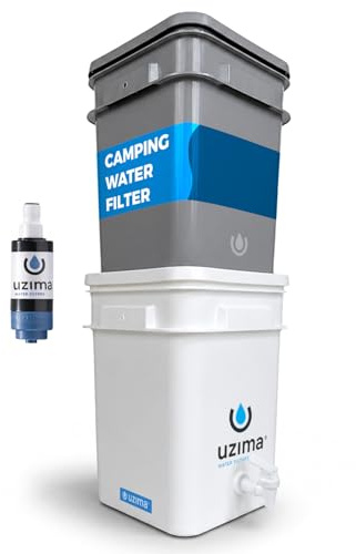 Uzima UZ-2 Camping Water Filter and Drinking Water Filter System, Portable Camping Essentials Purification Gear for Glamping, Hiking, and Hunting Essentials