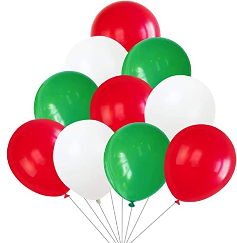 Lot de 25 ballons en latex de 30,5 cm, rouge, blanc, vert